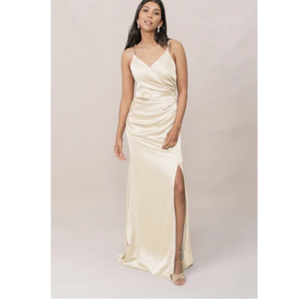 Revelry Rory Satin Dress Pale Yellow NEW WITH TAGS